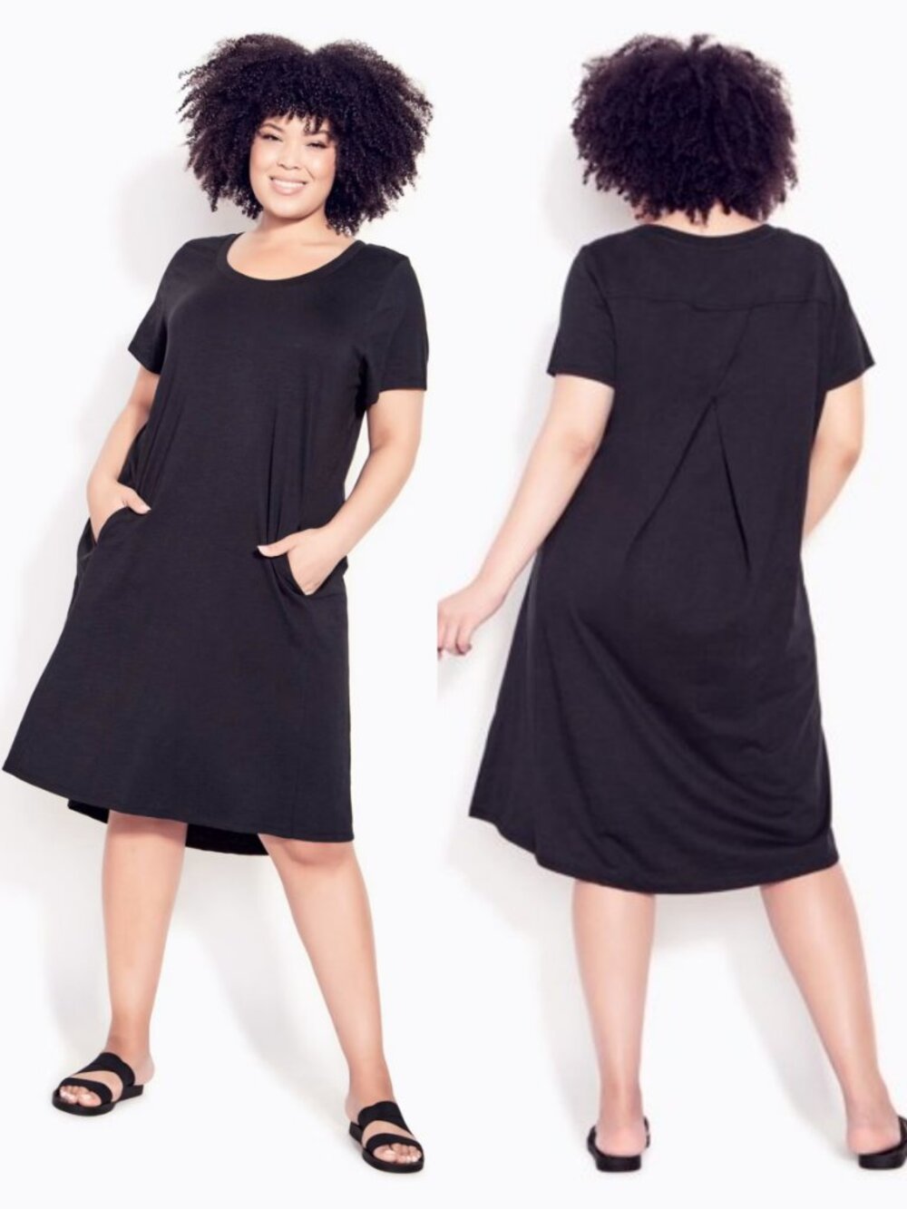 NWT Zim & Zoe Black Hi-Low 100% Cotton T-Shirt Dress 20